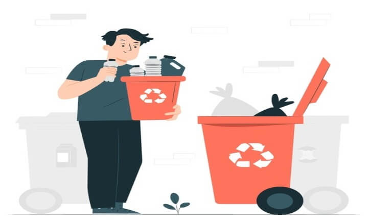 Concepto de reciclaje. Imagen que ilustra el tema Reciclar contribuye al bienestar.